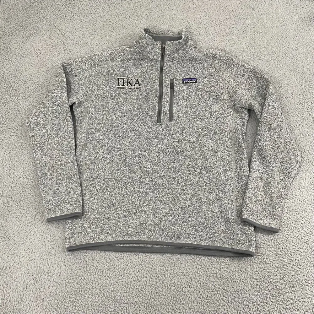 Patagonia‎ Better Sweater 1/4 Zip Men L Gray Fleece Purdue Company Logo Pullover